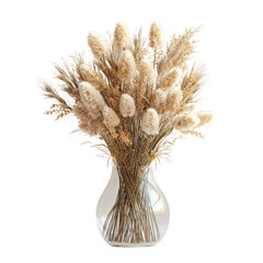 Bouquet of dried flowers isolated on transparent background, png