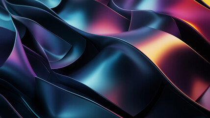 Dark colorful abstract wavy wallpaper. Curvy background with modern colors. Generative ai