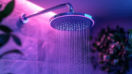 Modern showerhead with vibrant lighting