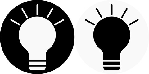 Light bulb icon, vector icon set lamp with circle bihind