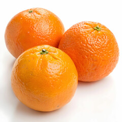 A vibrant, fresh orange displayed against a clean white background, highlighting its bright color, smooth texture, and juicy appeal ideal for product
