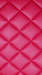 Fototapeta premium The surface texture of artificial leather in red, stitched in the form of rhombuses, squares, rectangles. Quilted eco-leather. 