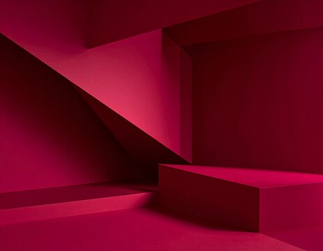 Simple Minimalist Liminal Space Red Room Negative Space