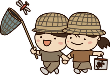 현장체험학습을 즐기는 초등학생들의 단체 야외활동 모습. 교육적 경험과 체험 중심 학습을 통해 성장하는 아이들의 활기찬 학교 프로그램 장면.