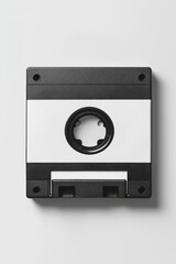 Obraz premium One audio cassette tape, its contents in disarray, is illustrated with loose tape emerging from the upper cassette