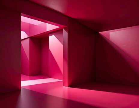 Simple Minimalist Liminal Space Red Room Negative Space