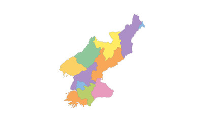 Multicolor Map of North Korea with Provinces