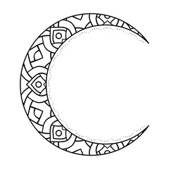 Crescent moon design. drawing of botanical natural theme. decoration, wallpaper, sticker, tattoo.