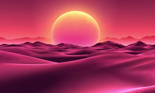 Pink Desert Sunset: Surreal Landscape