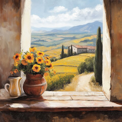 Window view of  the Tuscany