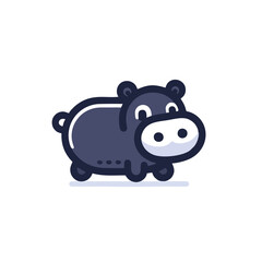Playful Hippo Logo, Flat and Fun Style, Thick Lines