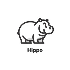 Outline Hippo Logo, Side View, Minimal Contour Design