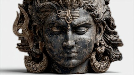 Obraz premium Close-up view of lord shiva sculpture detailed textures in a mystical cultural art installation