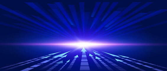abstract blue background with arrow