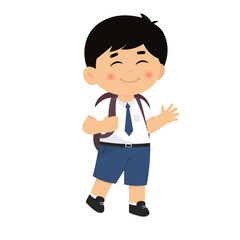 Boy Middle School Waving Hand Illustration