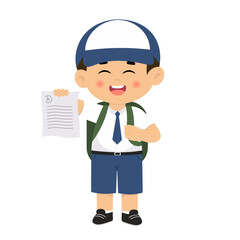Boy Middle School Showing Exams Paper Illustration