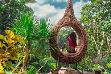 Active lifestyle people enjoy famous Bali attraction and popular travel destination Bali Leke Leke...