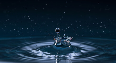 Pure water droplet impact serene ripples nature beauty elegance