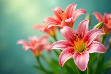 Fototapeta premium Vibrant Easter lilies in full bloom, close-up view , close up, Easter background, macro