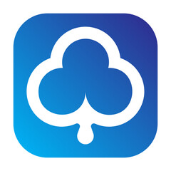 Club shape icon, black club suit from card games in rounded square.