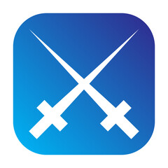 Crossed swords icon, representing battle, duel or medieval fight.