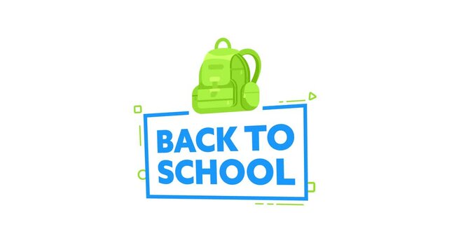 Back to school backpack lower third animation with alpha channel