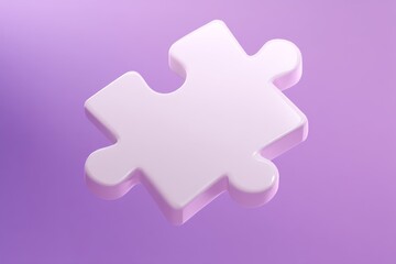 Obraz premium White Puzzle Piece on Lavender Background Symbolizing Unity and Strategy