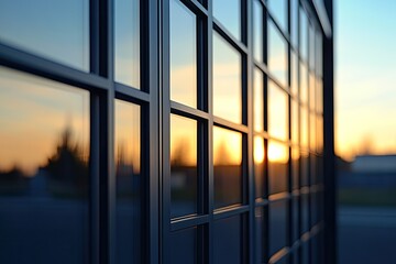 Fototapeta premium Sunset reflections in dark windows