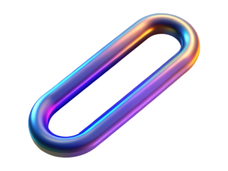 Abstract iridescent 3D oval shape on black background