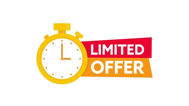 Animated limited offer with stopwatch on white and green screen