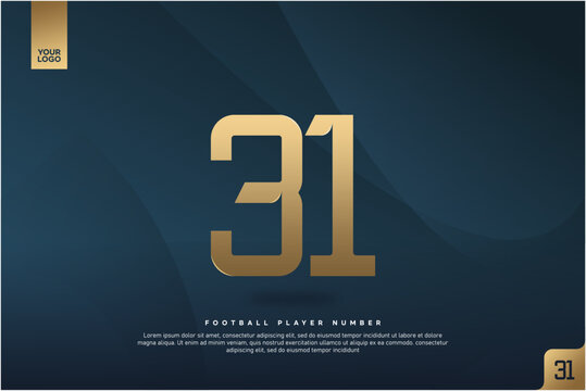Modern Gold Number 31 on Dark Blue Background for Football Jersey Design