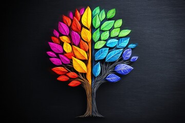 The concept of a human brain tree adorned with flowers represents self-care and mental health, emphasizing positive thinking and a creative mind, as depicted in stock images