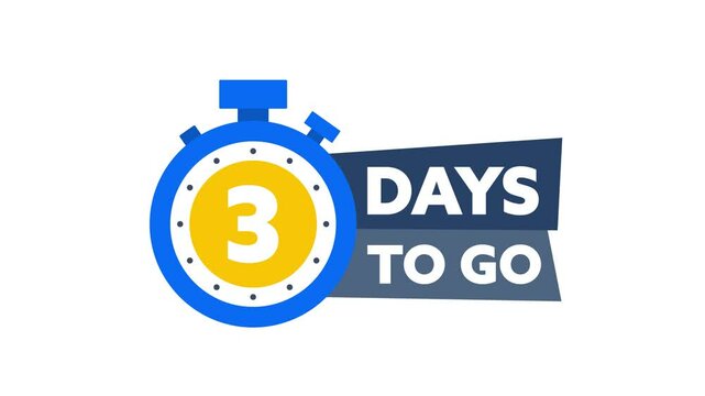 Animated countdown with a blue chronometer showing 3 days to go