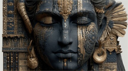 Artistic display of intricate lord shiva sculpture a textured spiritual masterpiece exhibition close-up