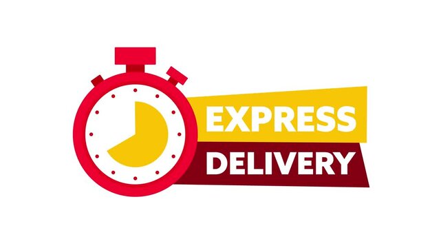 Express delivery logo animation with stopwatch on white and green screen