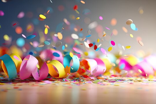 Colorful confetti and streamers celebrating a joyous occasion