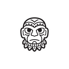 Tribal Mask Line Art Illustration