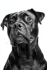 Mastiff dog featured in a stock black and white portrait