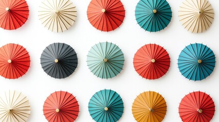 Pattern created with multicolor cocktail umbrellas in a unique design
