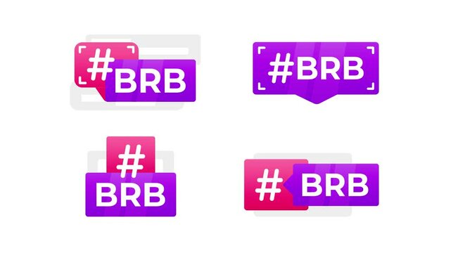 Animated BRB hashtag with chroma key and alpha channel