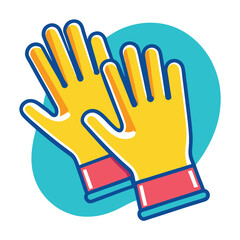 Obraz premium Set of Rubber Gloves Clipart – Vector Illustrations of Protective Handwear for Cleaning and Safety