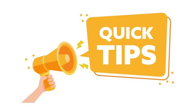 Hand Holding Megaphone with Quick Tips Announcement