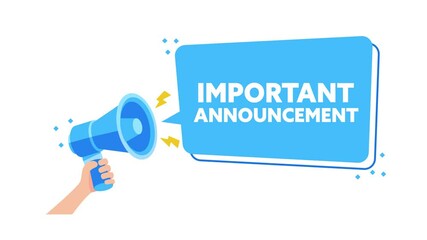 Hand holding megaphone making important announcement with various backgrounds