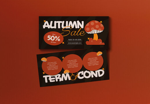Orange Yellow Quirky Illustration Autumn Sale Voucher Layout