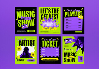Purple Bold & Bright Music Event Instagram Set