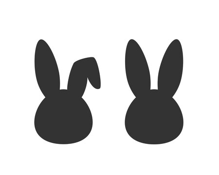 Minimal rabbit head silhouettes. Clean black vector with classic bunny forms and recognizable outline. Bunny silhouette vector