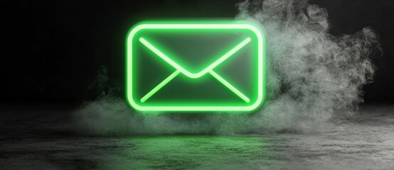 A vibrant colored technology symbol, depicted as a green neon light icon, is showcased in a 3D render against a black background
