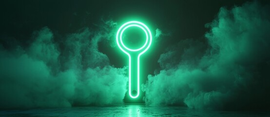 Vibrant colored technology is represented by a 3D rendered icon of a green neon light tool, which is isolated on a black background