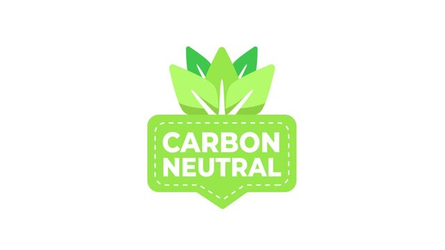 Carbon neutral logo animation on white and blue background