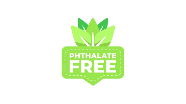 Phthalate free animated logo appearing on white and blue background